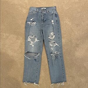 Pacsun distressed high rise straight light denim wash jeans, size 25
